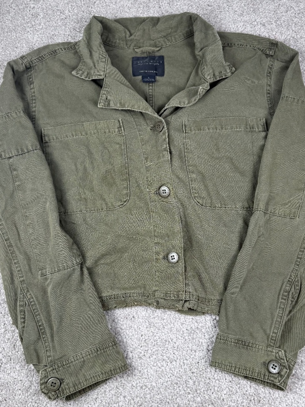 Sanctuary Cropped Jacket Army Green Lightweight Women's Large